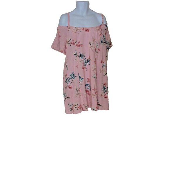Torrid Pink Floral Pockets Off-Shoulder Midi Challis Dress Size 2X - Picture 3 of 11